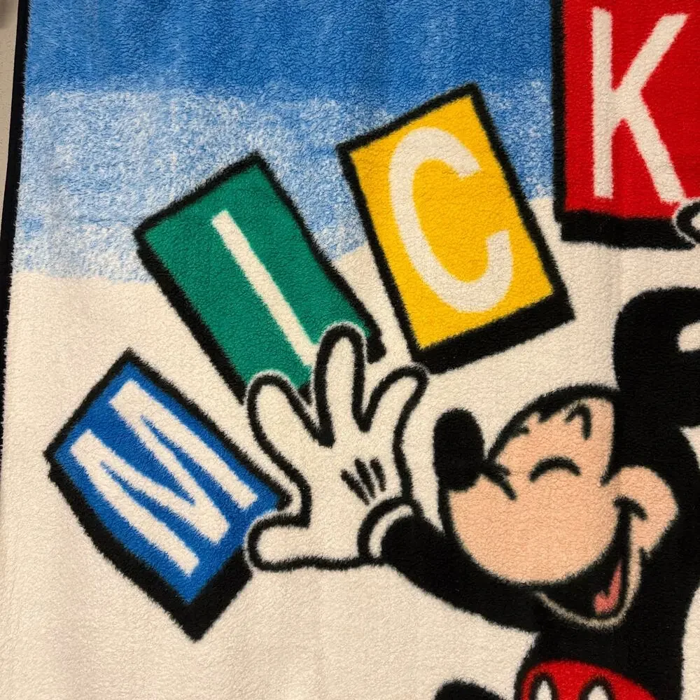 Vintage Biederlack MICKEY Mouse throw blanket - plush primary colors 57 x 48